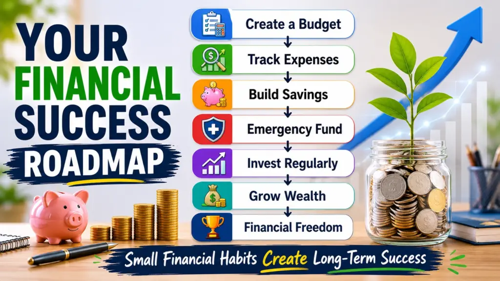 Your Financial Success Roadmap Financial roadmap showing budgeting, saving, investing, and wealth-building steps