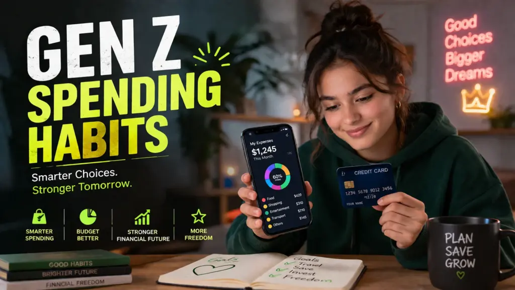 Gen Z Spending Habits Young adult reviewing monthly spending and credit card expenses.